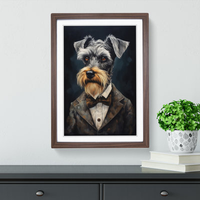 Schnauzer in a Suit Painting No.3 - Framed Print
