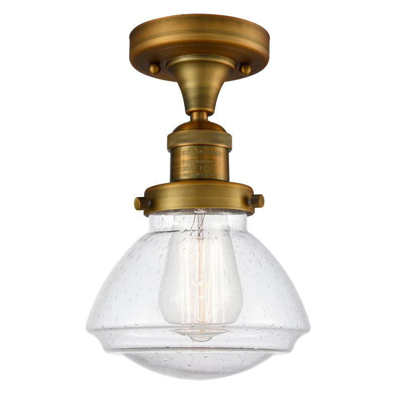 Chesterville Glass Semi Flush Mount, No Bulb Included, Seedy, Brushed Brass