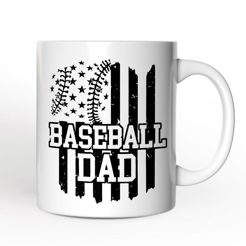 Tasse de baseball papa, cadeau patriotique pour les pères sportifs avec nom personnalisé
