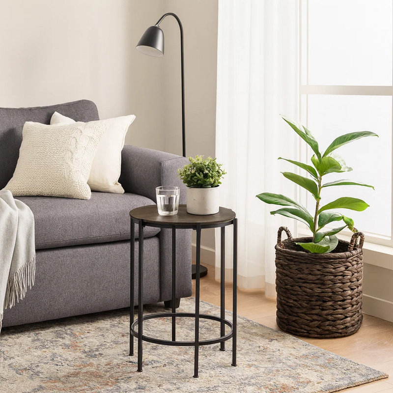 Table d'appoint, bout, rond, table d'appoint, petite, lampe, salon, chambre à coucher, table de chevet, contemporain