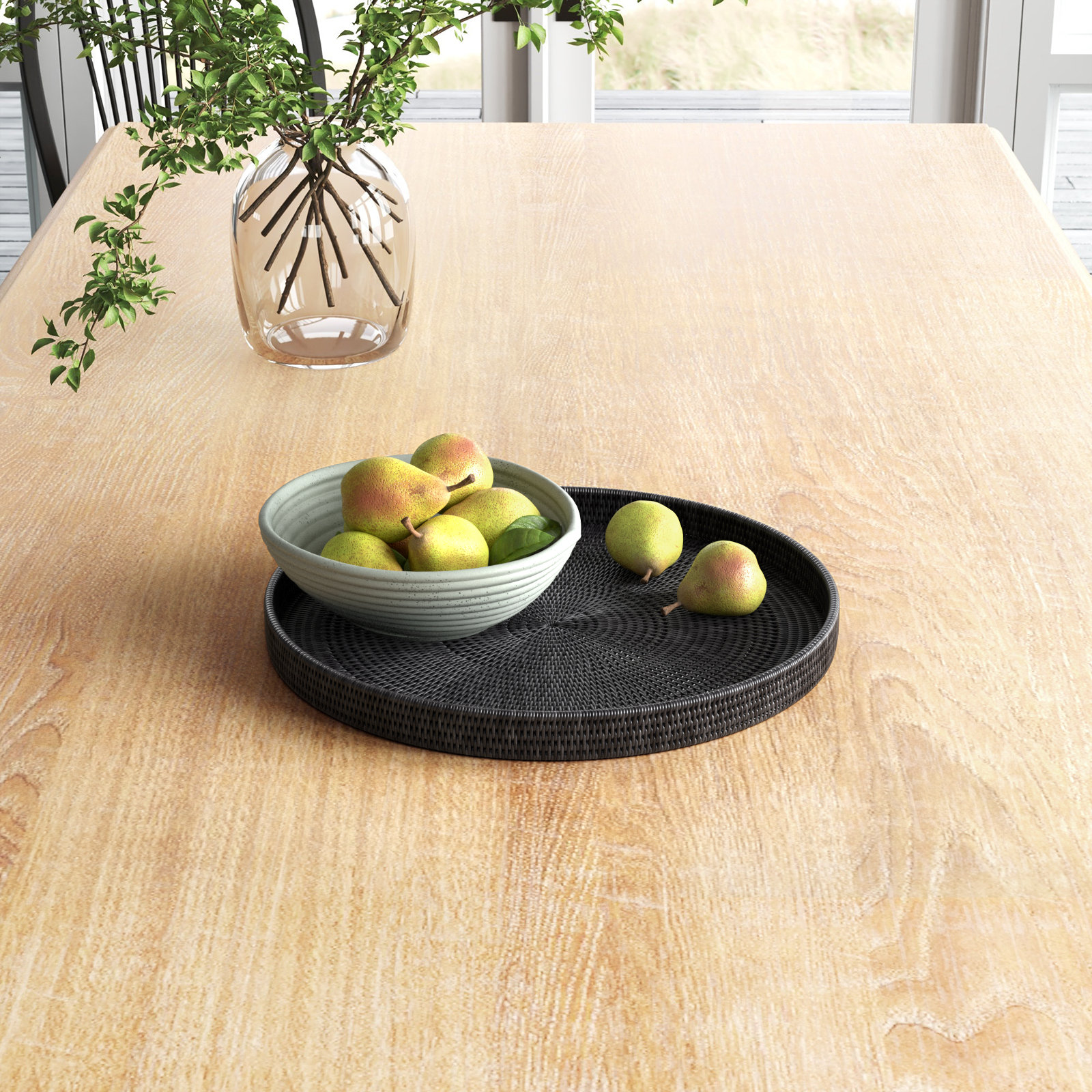 Landers Handmade Serving Tray, Tudor Black, 2" H x 22" W x 22" D