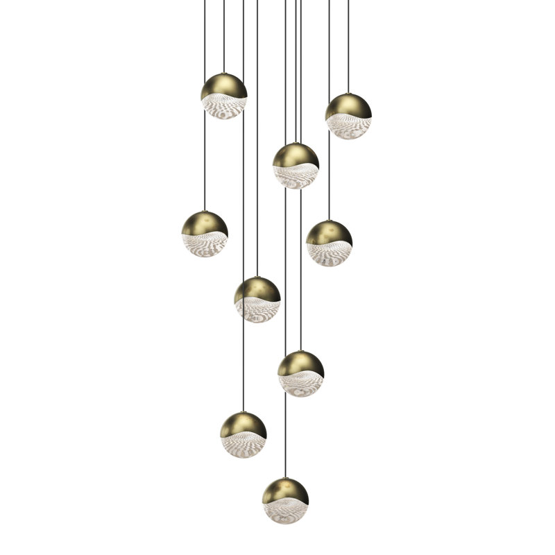 Grapes 9 - Light LED Pendant, Polished Chrome, 3.25" H x 13.25" W x 13.25" D, Clear