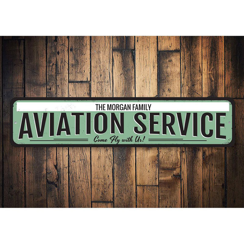 Enseigne en métal «Service de l'aviation», H 6 po x l 24 po x P 0,06 po
