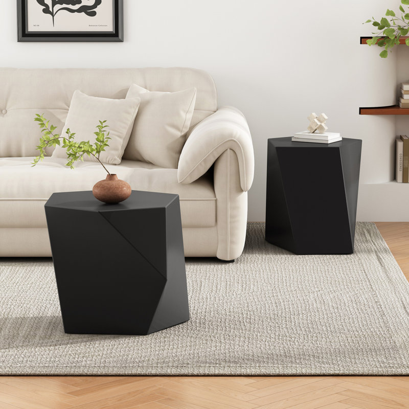 Table basse géométrique noire et fonctionnelle, pour différents espaces, sans assemblage requis, élégante, pour les dégâts,