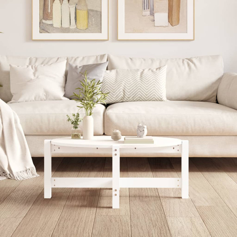 Wroblewski Solid Wood Four Leg Coffee Table, White, 35cm H x 87cm W x 48cm D