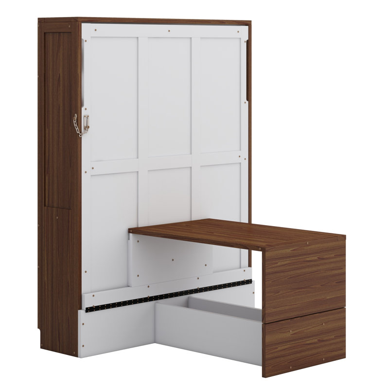 Lit escamotable avec bureau escamotable Murphy, Blanc