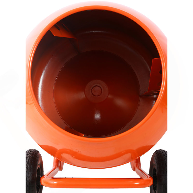 Mélangeur de ciment portatif horizontal 224 8CUFT, mélangeur de béton portatif 115V-60HZ, couleur orange
