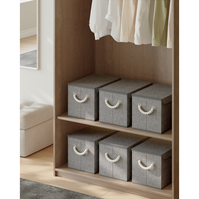 East Urban Home Fabric Shoe Storage Box, Grey