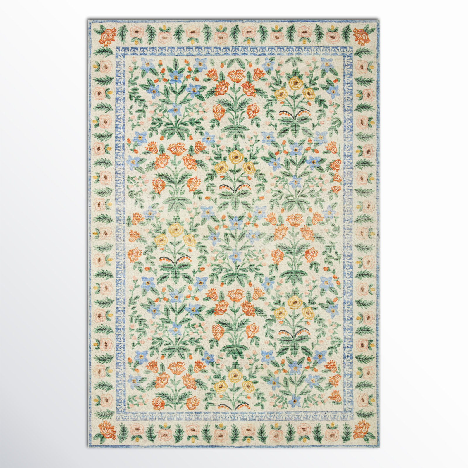 Rifle Paper Co. x Loloi Eden Mughal Garden Cream Rug feat CloudPile, Rectangle 3'6" x 5'6"