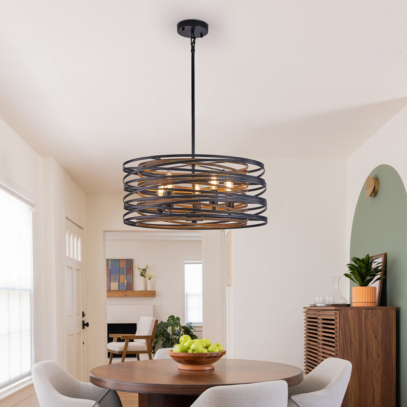 Luminaire suspendu tambour réglable, H 53 po x l 20 po x P 20 po