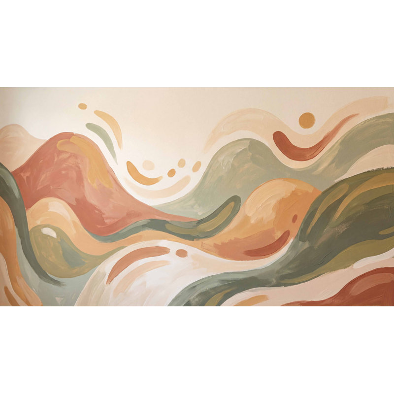 Papier peint paysage abstrait Rolling Hills Earth Tones, Peel and Stick, 200"x120"