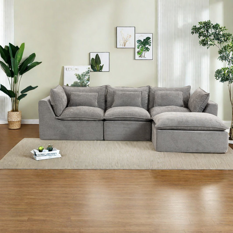 Canapé d'angle modulaire Cloud en tissu de coton, 102,3 pouces, pour salon