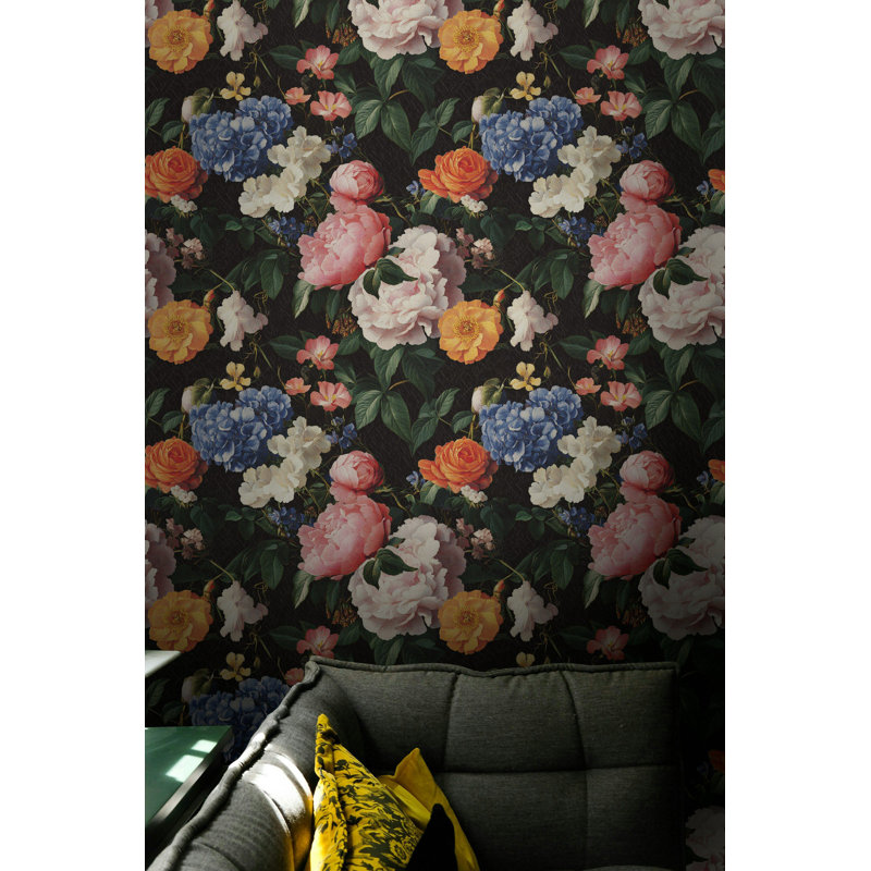 Papier peint floral exquis à motif floral
