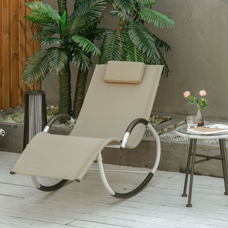 Chaise berçante d'extérieur en métal avec coussins Tulsha, Gris