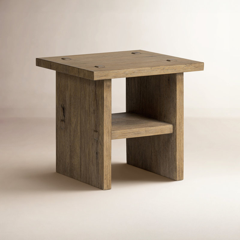 Zeno End Table, Distressed Blonde Oak