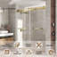 Porte de douche coulissante double 56-60 "x 76" en nickel brossé, verre trempé sans cadre 3/8 "-126410674