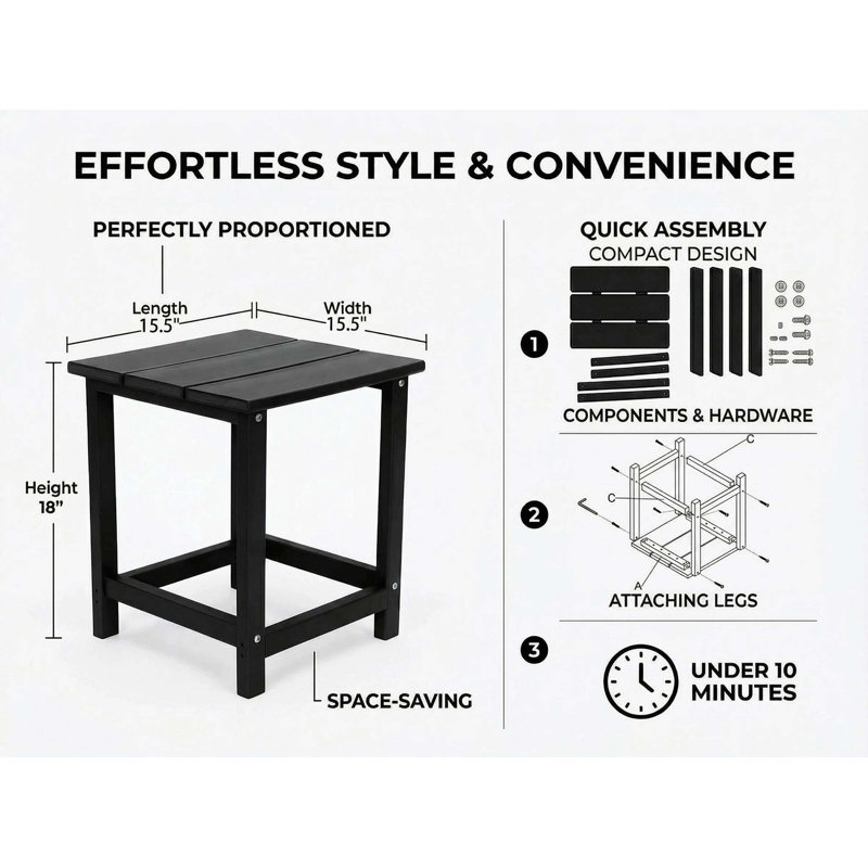 Table d'appoint extérieure Adirondack en PEHD écologique