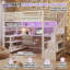 Lit mezzanine double avec rangement pour escalier, garde-robe intégré et lumières DEL AVELOR - Comprend un bureau d'étude et une station de recharge-2134207953