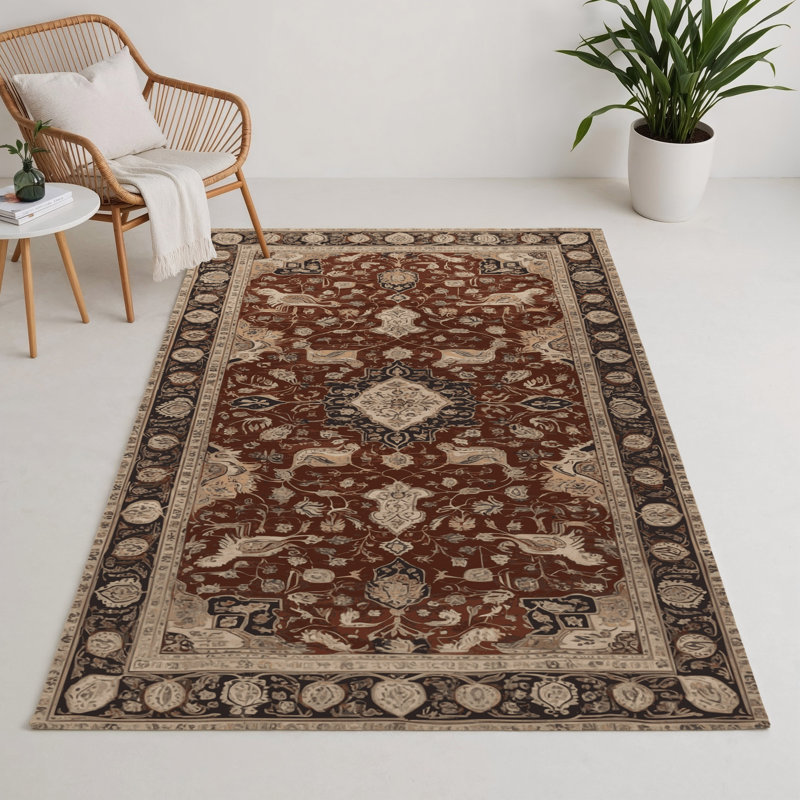 Tapis d'intérieur et d'extérieur brun Persian, Rectangulaire 3 pi x 5 pi