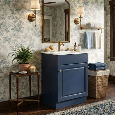 20" Freestanding Bathroom Vanity With Ceramic Sink, Single Vanity Cabinet With Door Storage Rack And Adjustable Shelf