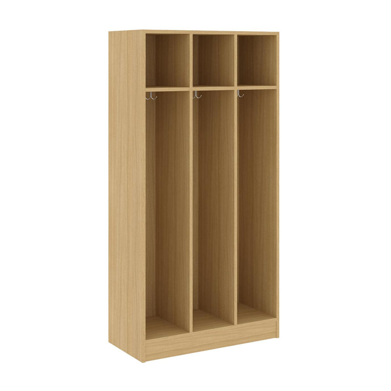 Armoire de vestiaire pour salle de classe triple à trois compartiments, Chêne Door County