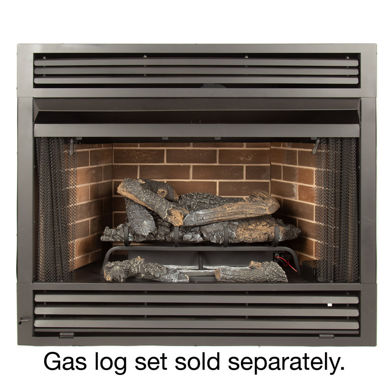 Angelo Black Fireplace Insert with 40000 BTU, 34.1" H x 35.88" W x 24.2" D
