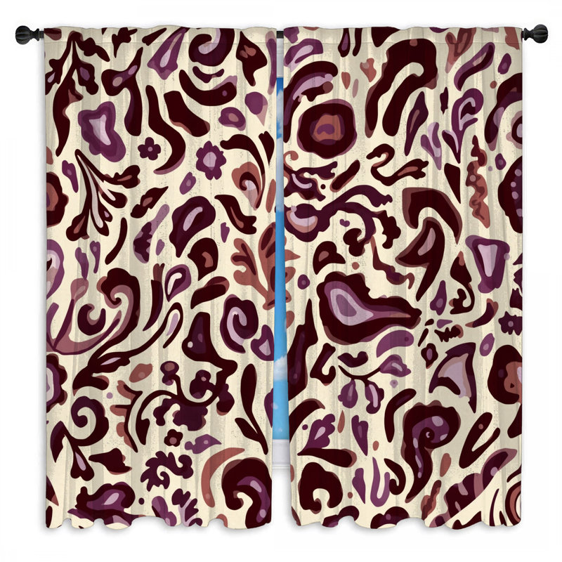 Rideaux de fenêtre abstraits à motif floral avec voilage et obscurcissement floral - 2 panneaux, 20 po x 50 po - 2 panneaux