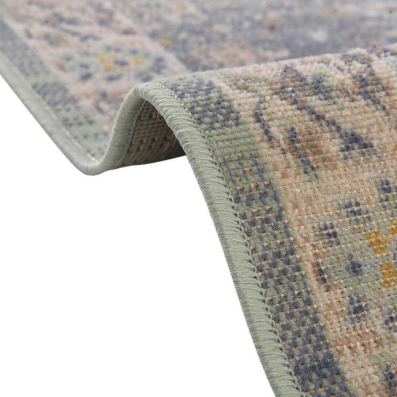 Tapis traditionnel Marciel couleur ciel, Carré 8 pi