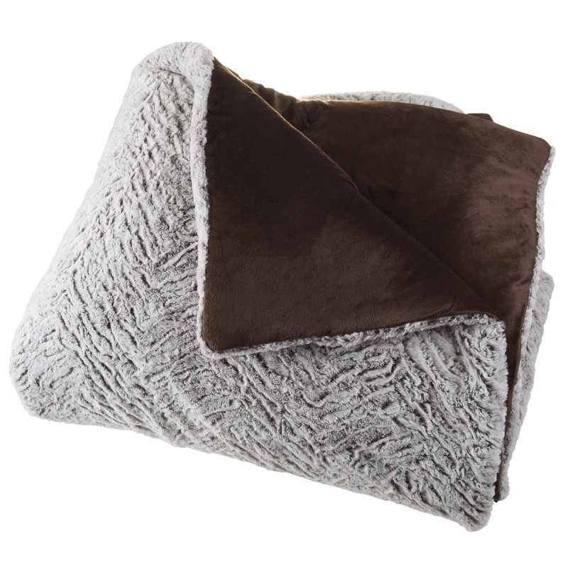 Ensemble d'édredon pour très grand lit Lavish Home - 3 pièces en fausse fourrure de style vison et 2 taies décoratives - Ensemble de literie très grand lavable à la machine