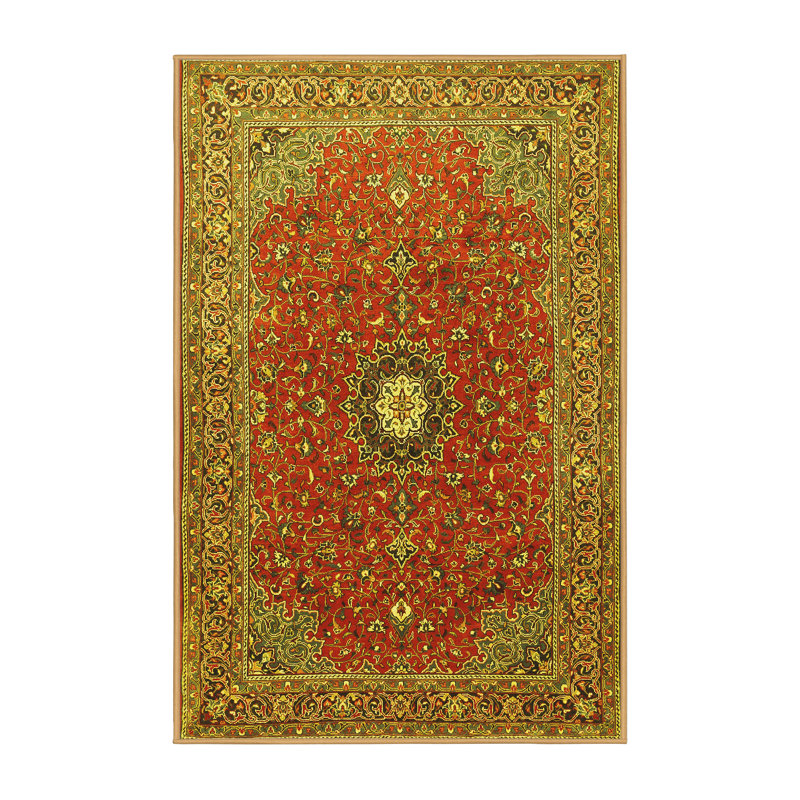 Tapis traditionnels jaunes 1174 lavables à la machine, Rectangle 8 pi x 10 pi