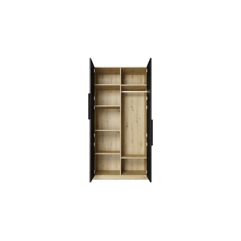 Myreon Wardrobe 100 2d, Artisan Oak/Black 