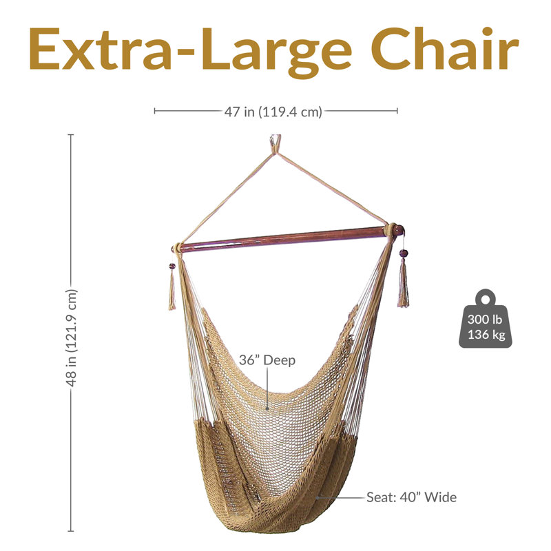 Plummer Soft-Spun Polyester Rope Hanging Hammock Chair - Tan, Tan