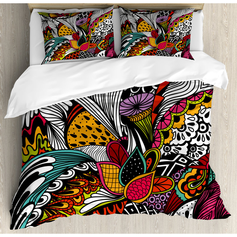 Garden Modern & Contemporary Polyester Abstract Duvet Cover, King