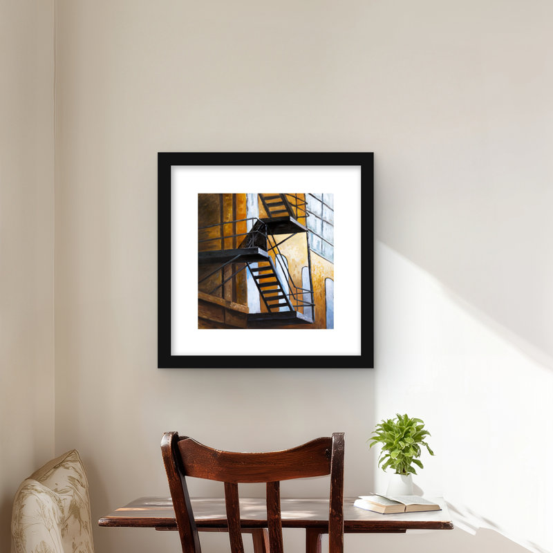 Immeuble d'appartements à New York - impression encadrée avec passe-partout, 16" H x 16" W