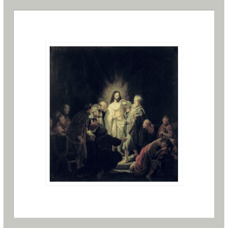 «The Incredulity of St. Thomas» par Rembrandt van Rijn - Reproduction giclée encadrée, 14.18" H x 13.75" W