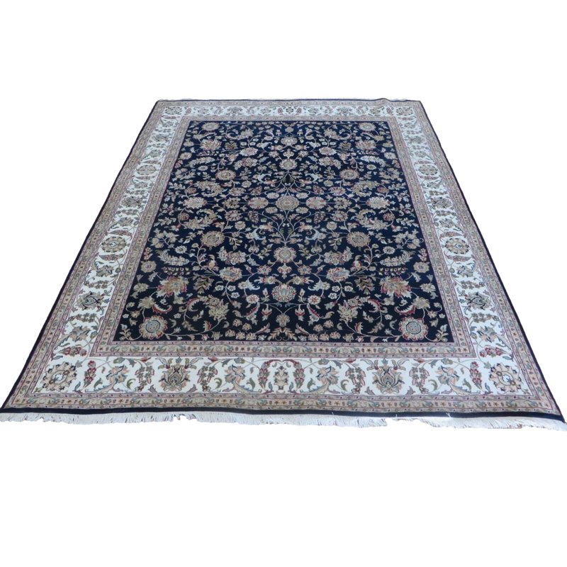 Tapis bleu marine unique de 8 pi 2 po x 10 pi 2 po