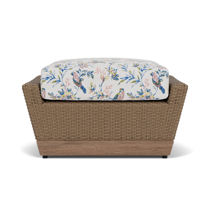 Charisma Rectangle Outdoor Ottoman Patio Ottoman, Whimsical Bird Song