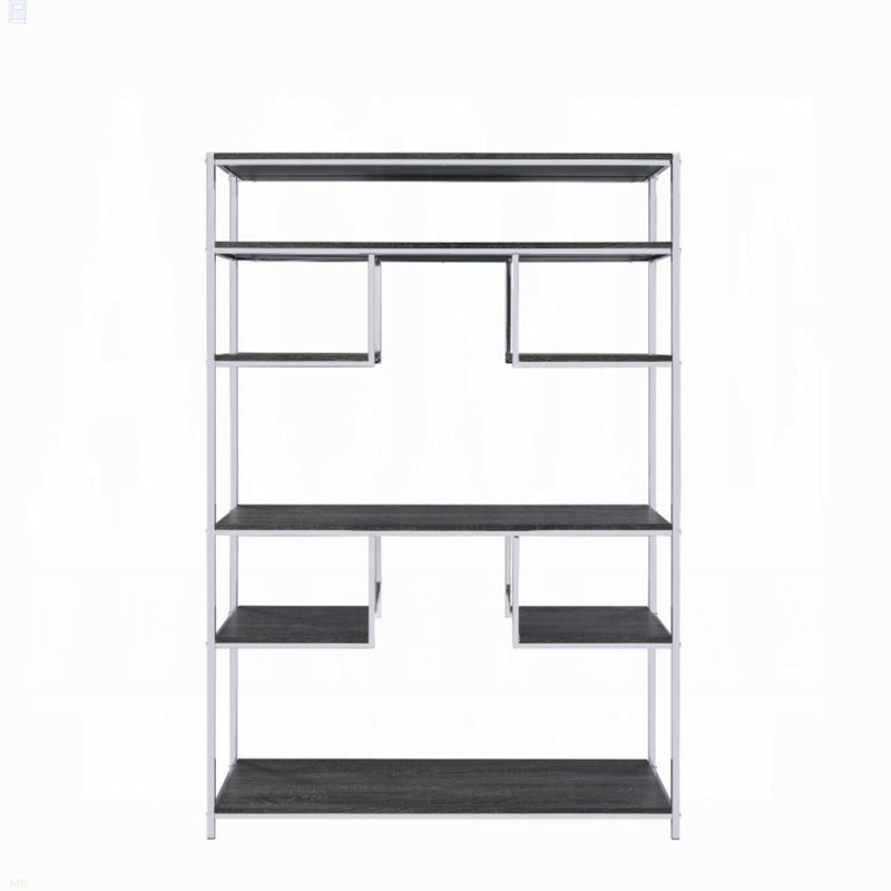 Bibliothèque rustique à 8 tablettes en chêne gris