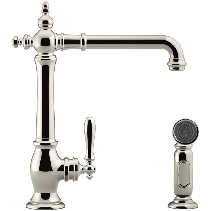 Artifacts® Single Handle Kitchen Sink Faucet with Accessories, Vibrant Polished Nickel
