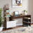 Droitwich Computer Desk With 6-Shelves in White and Walnut Finish, 46.94'' H X 60.53'' W X 23.51'' D