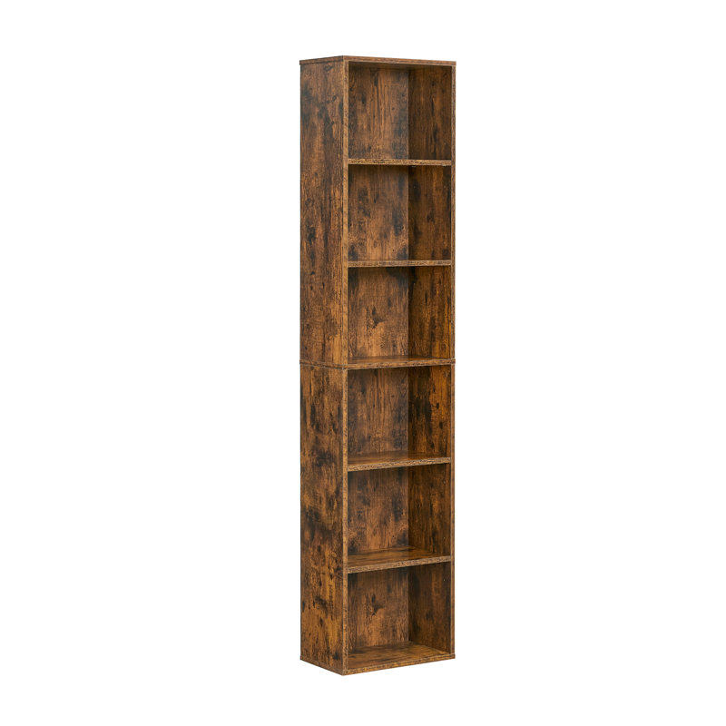 3-Tier Bookshelf, Open Storage Shelf, (6 Shelves) 178.5cm H x 40cm W x 24cm D, Rustic Brown