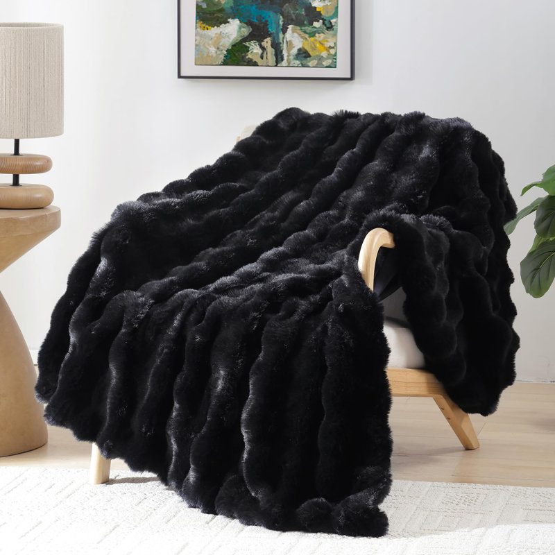Jeté extra doux en fausse fourrure, jeté épais et chaud pour canapé-lit, fausse fourrure de lapin et flanelle, Vert