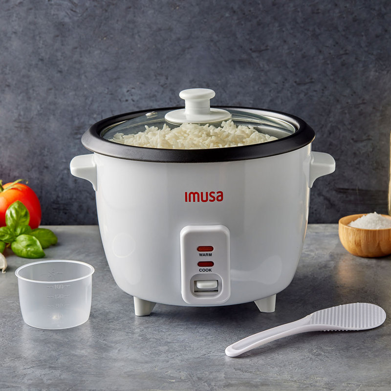 3cup Electric Ceramic Rice Cooker, White, 6 cups