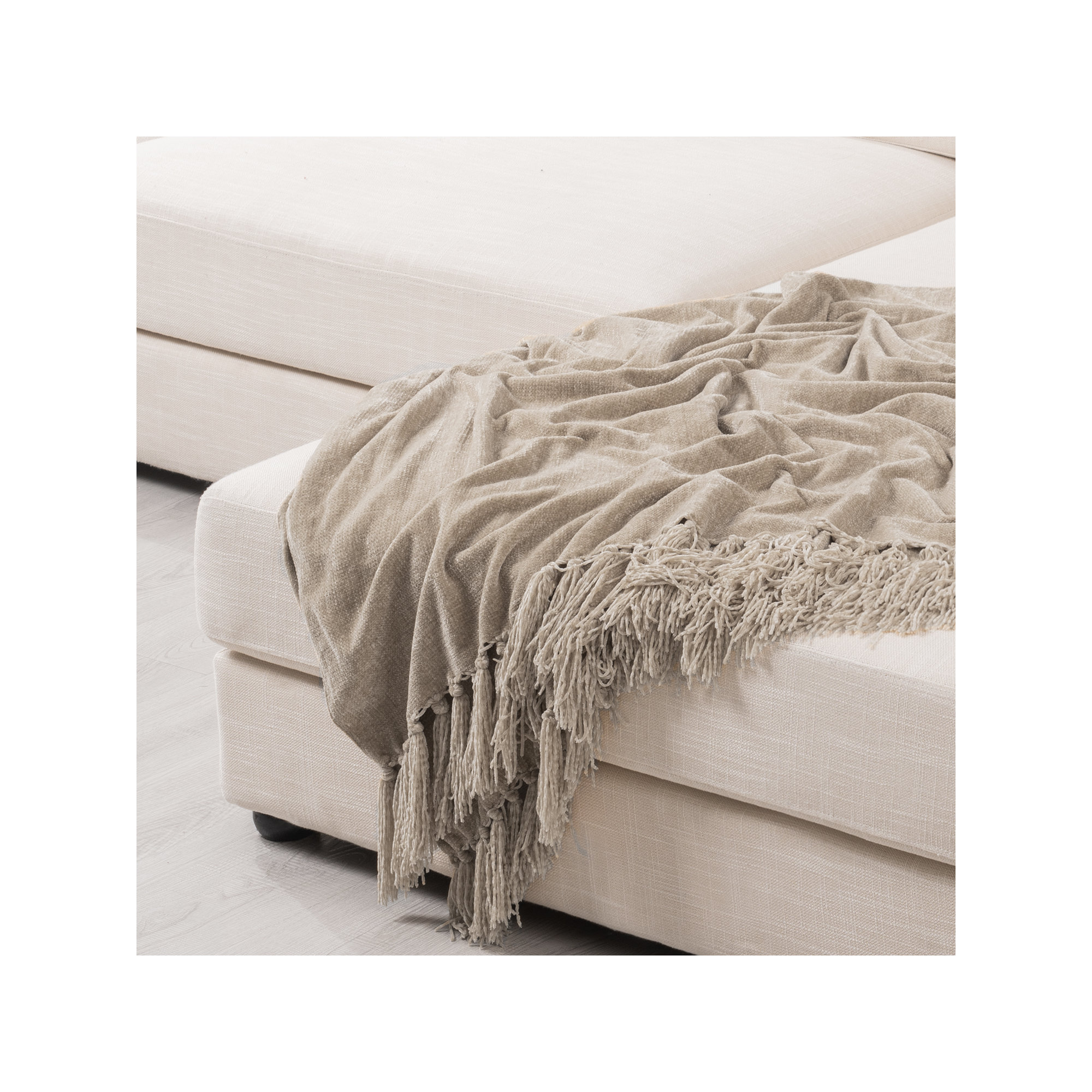 Soft Chenille Throw Blanket, 80" L x 60" W, Taupe
