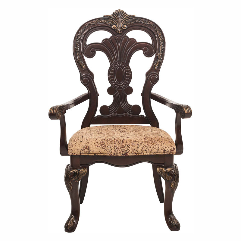 Ensemble de 2 fauteuils traditionnels avec revêtement en tissu
