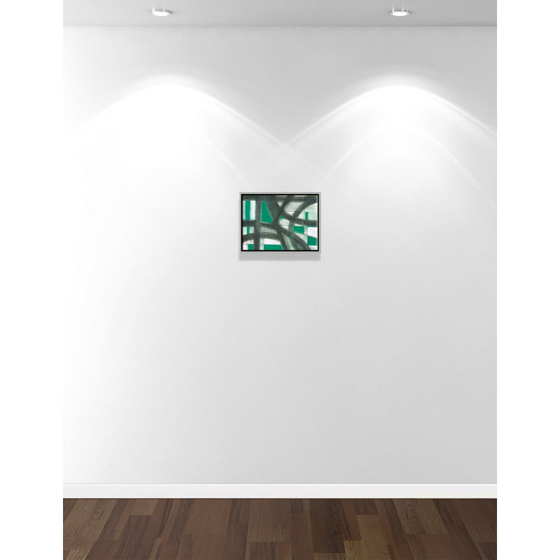 «Emerald Glass Stain - Floater Frame», reproduction d'art sur toile, Cadre argenté, H 12 po x l 16 po x P 2 po