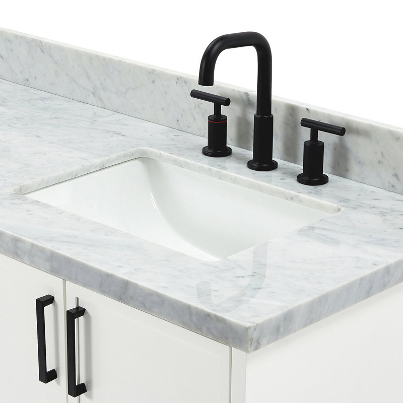 ARIEL Kelly 73 Double Sink Bathroom Vanity with Italian Carrara Marble Top, White