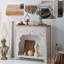 Beige + Burlywood Solid Wood Freestanding Fireplace