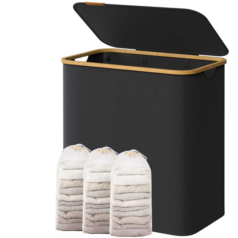 Bhargava Laundry Hamper with Handles, 70 x 60 x 38, Black