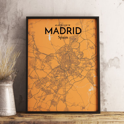 Madrid City Map - No Frame Print